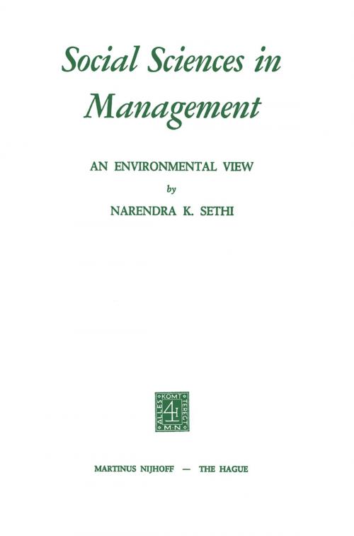 Cover of the book Social Sciences in Management by N.K. Sethi, Springer Netherlands