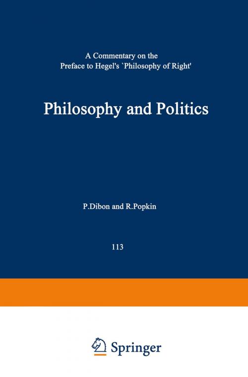 Cover of the book Philosophy and Politics by Adriaan T Peperzak, Springer Netherlands