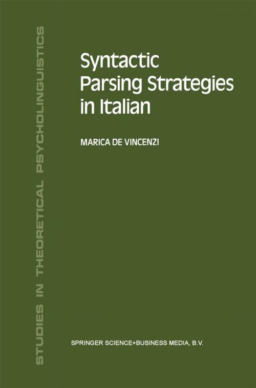 Cover of the book Syntactic Parsing Strategies in Italian by M. de Vincenzi, Springer Netherlands