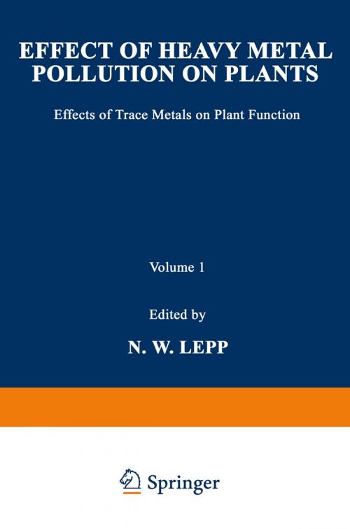 Cover of the book Effect of Heavy Metal Pollution on Plants by , Springer Netherlands