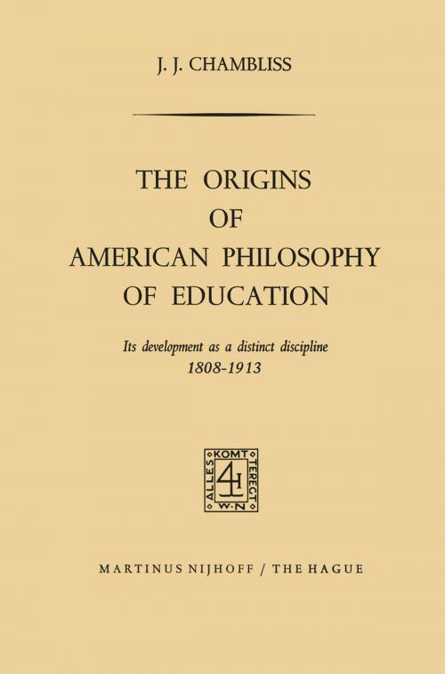 Cover of the book The Origins of American Philosophy of Education by Joseph James Chambliss, Springer Netherlands