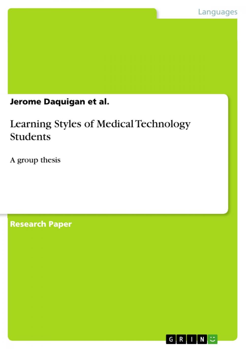 Big bigCover of Learning Styles of Medical Technology Students