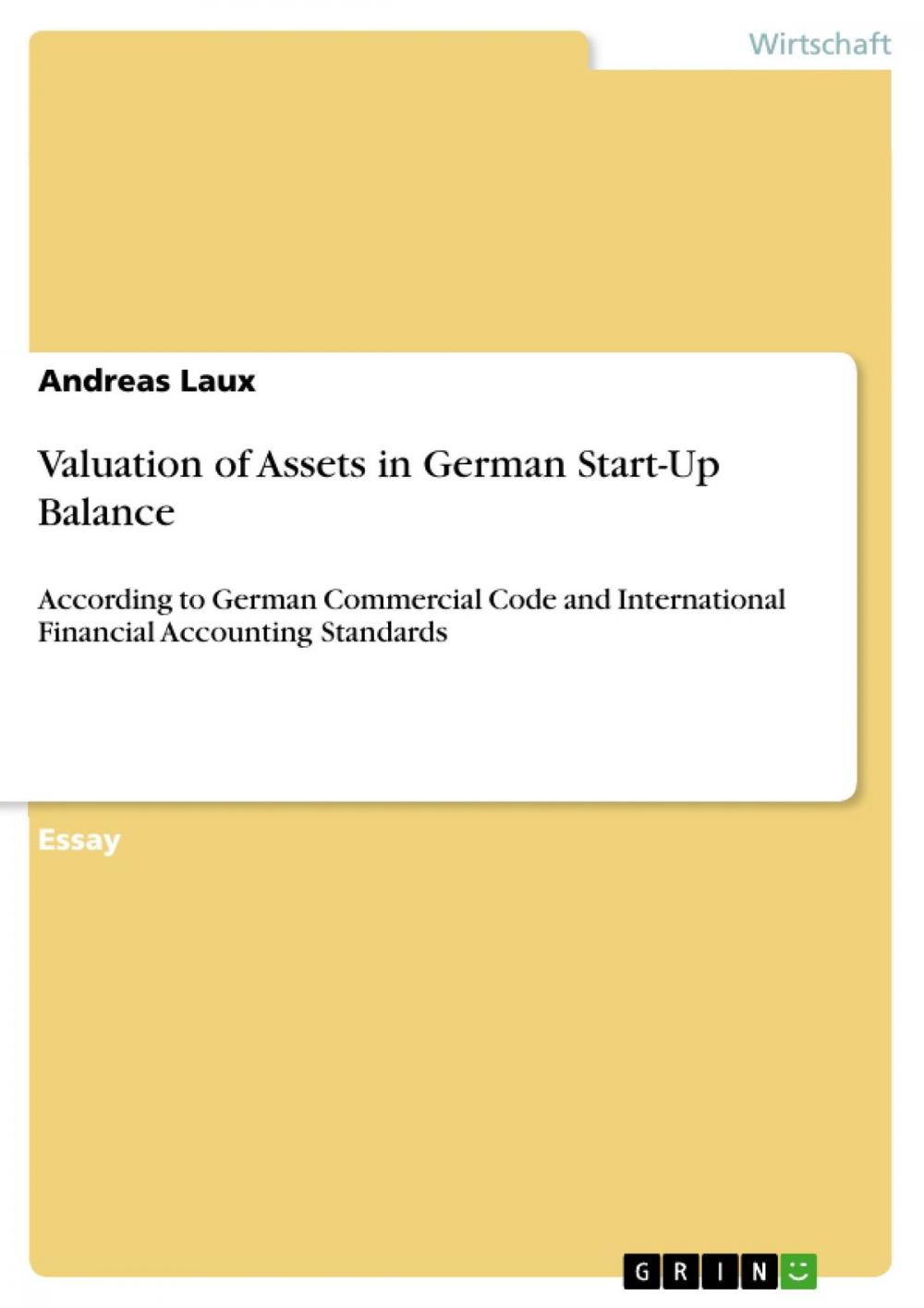 Big bigCover of Valuation of Assets in German Start-Up Balance