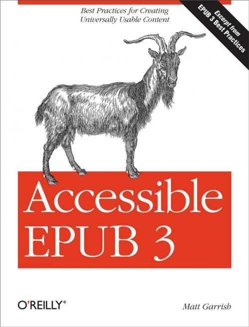 Cover of the book Accessible EPUB 3 by Matt Garrish, O'Reilly Media