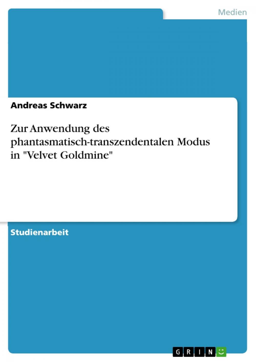 Big bigCover of Zur Anwendung des phantasmatisch-transzendentalen Modus in 'Velvet Goldmine'