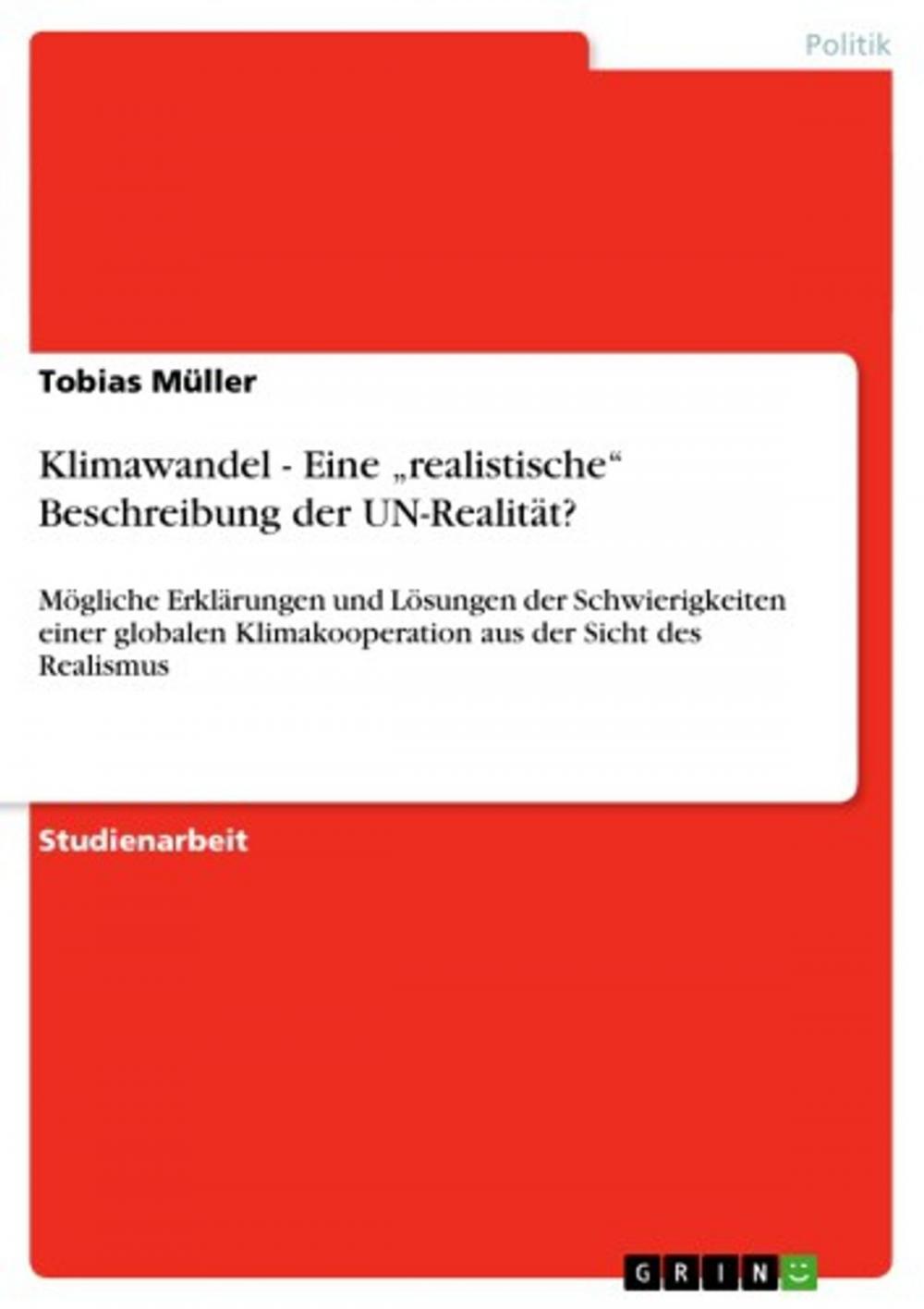 Big bigCover of Klimawandel - Eine 'realistische' Beschreibung der UN-Realität?