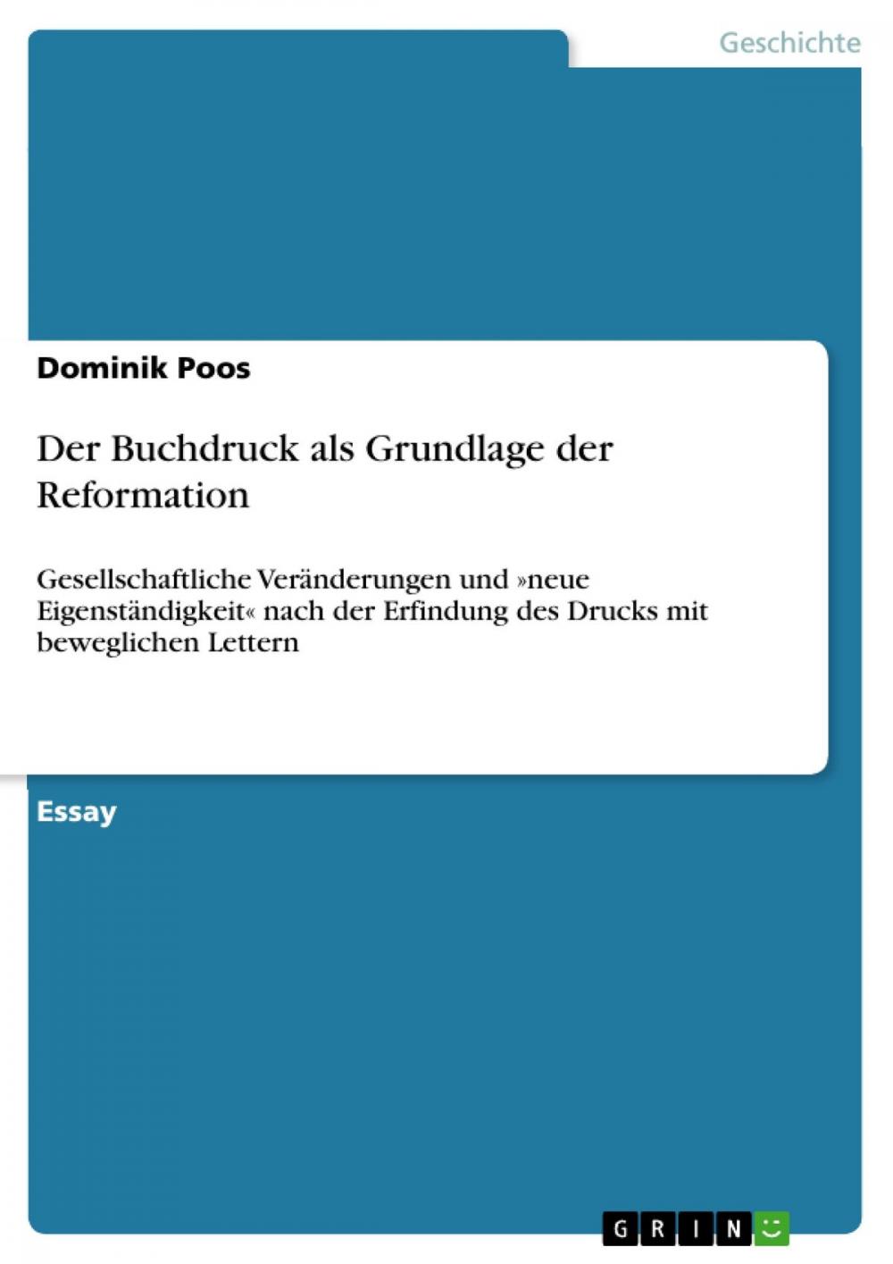 Big bigCover of Der Buchdruck als Grundlage der Reformation