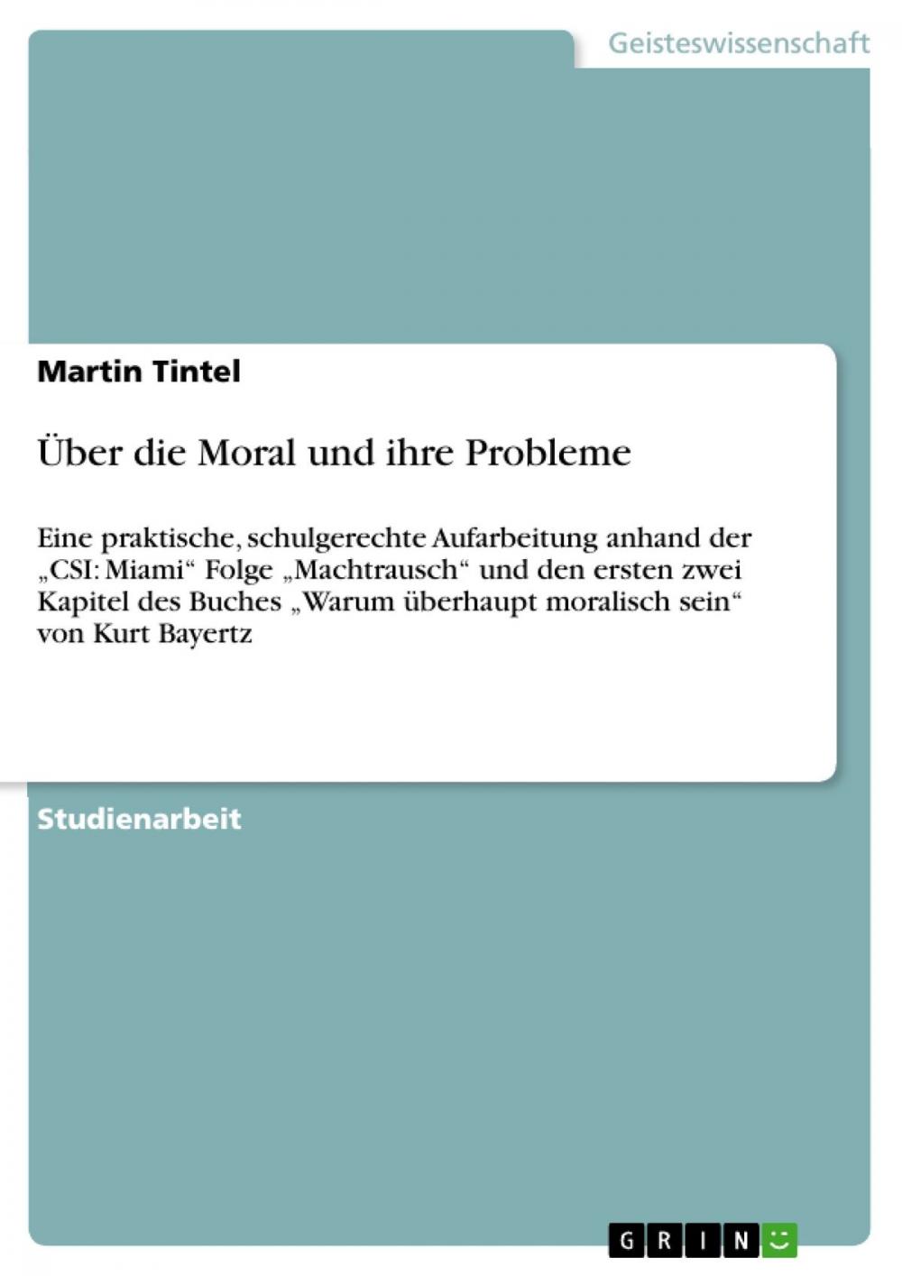 Big bigCover of Über die Moral und ihre Probleme