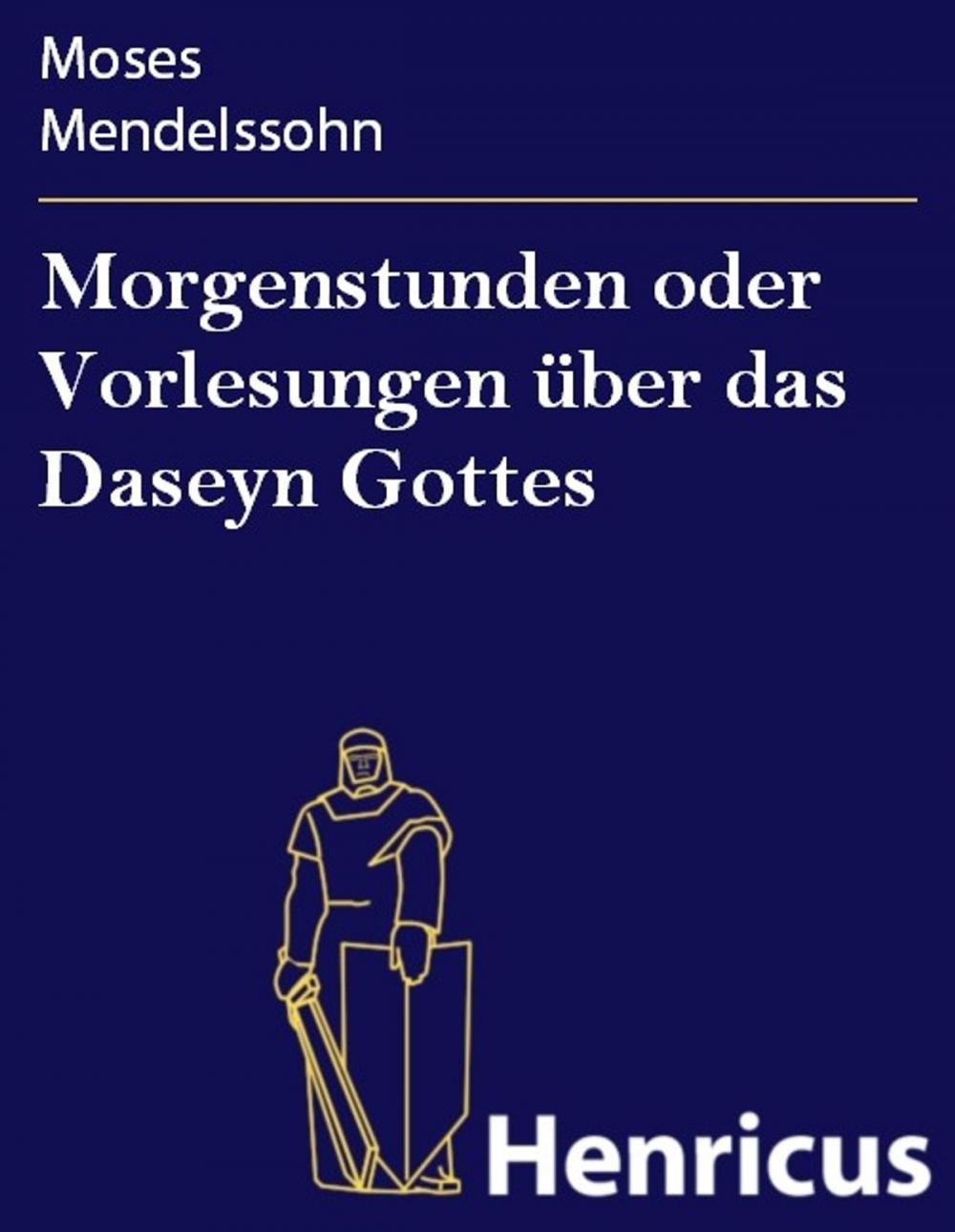 Big bigCover of Morgenstunden oder Vorlesungen über das Daseyn Gottes