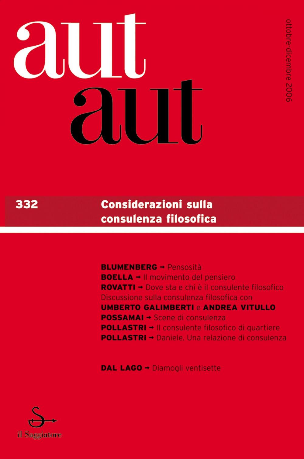 Big bigCover of Aut aut 332 - Considerazioni sulla consulenza filosofica