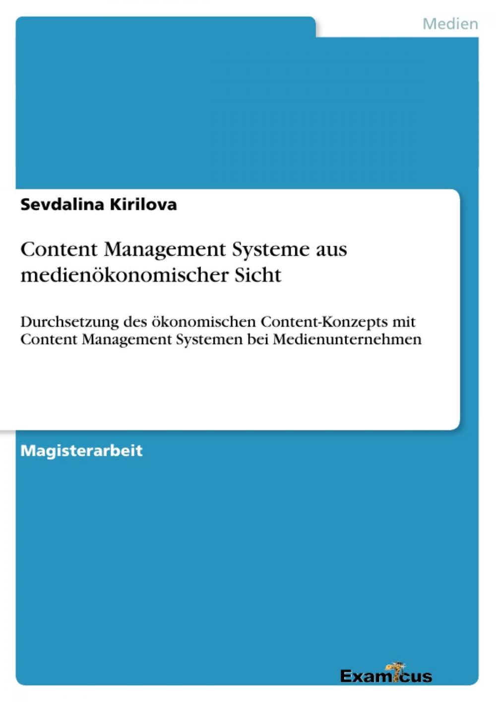 Big bigCover of Content Management Systeme aus medienökonomischer Sicht