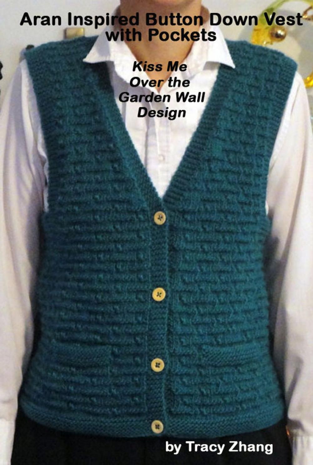 Big bigCover of Aran Inspired Button Down Vest with Pockets Kiss Me Over the Garden Wall Design