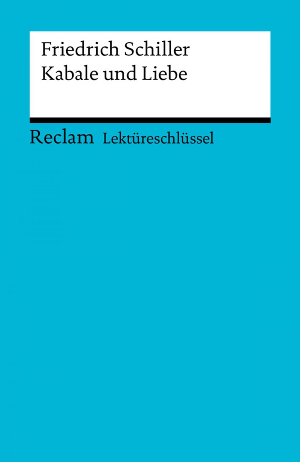 Big bigCover of Lektüreschlüssel. Friedrich Schiller: Kabale und Liebe