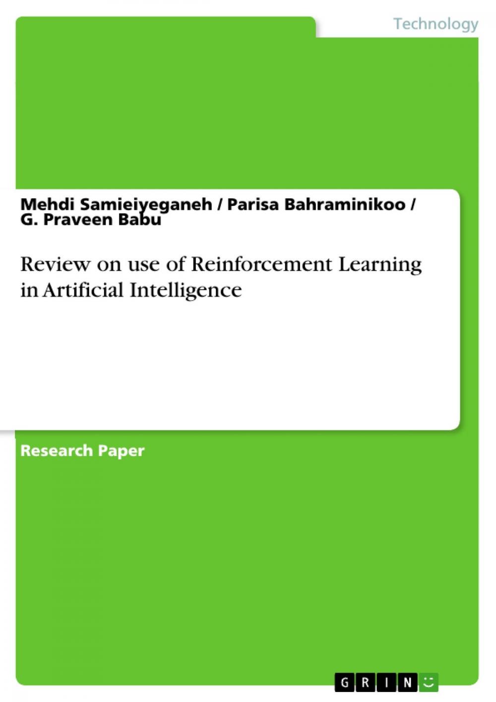 Big bigCover of Review on use of Reinforcement Learning in Artificial Intelligence