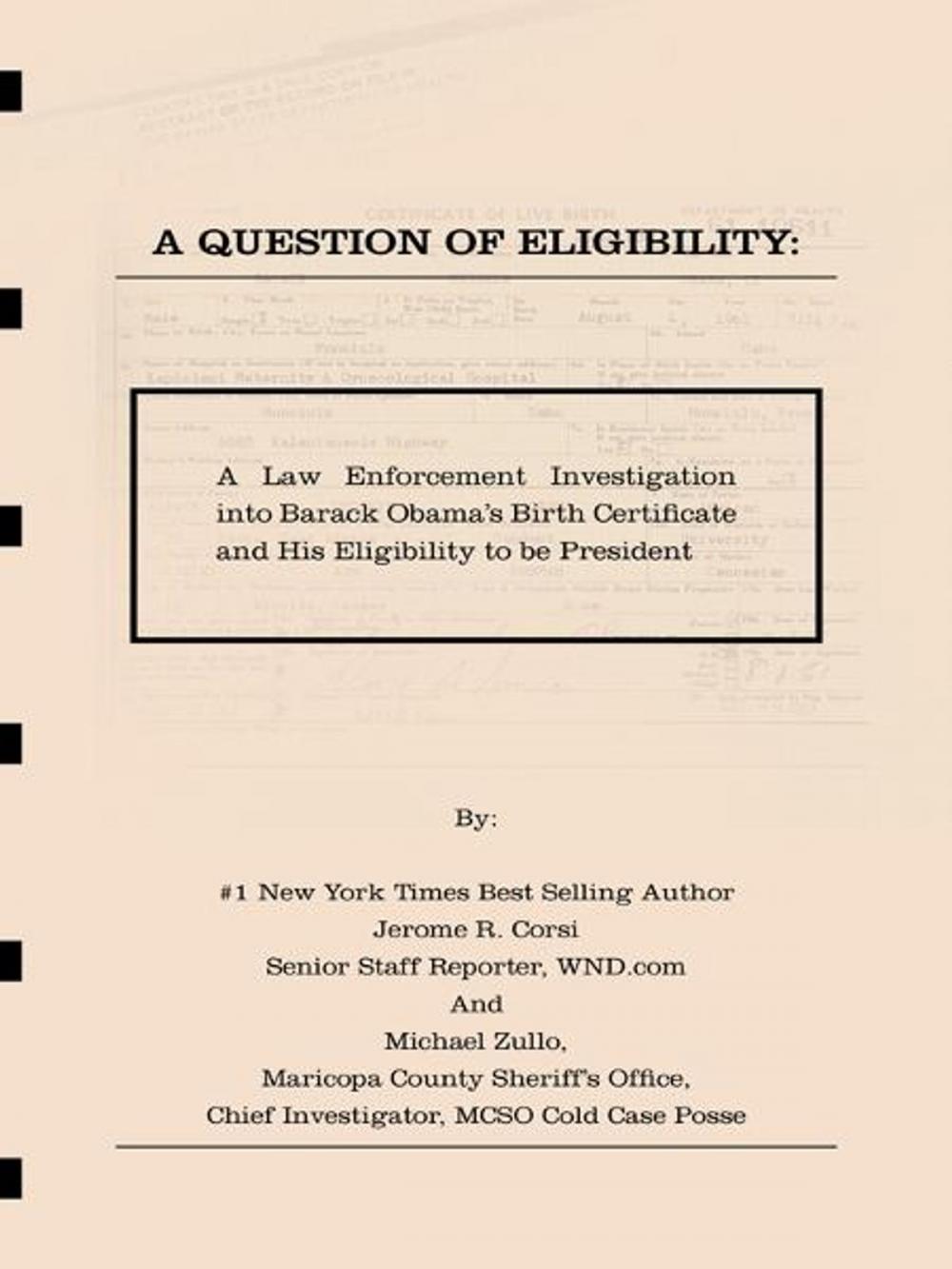 Big bigCover of A Question of Eligibity: A Law Enforcement Investigation into Barack Obama's Birth Certificate and His Eligibility to be President