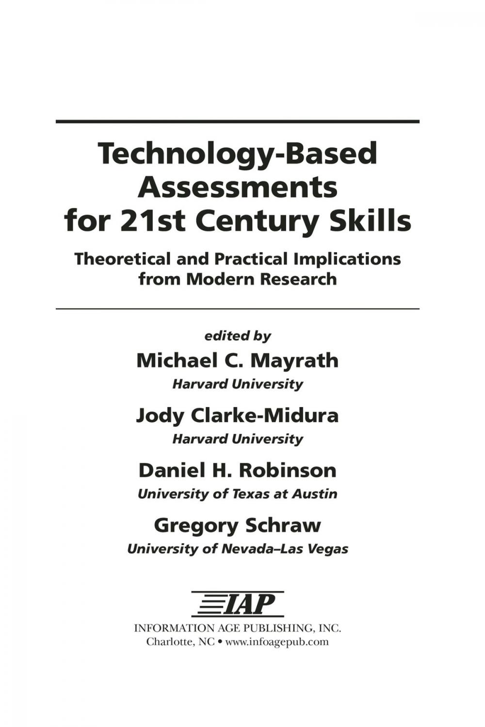 Big bigCover of TechnologyBased Assessments for 21st Century Skills