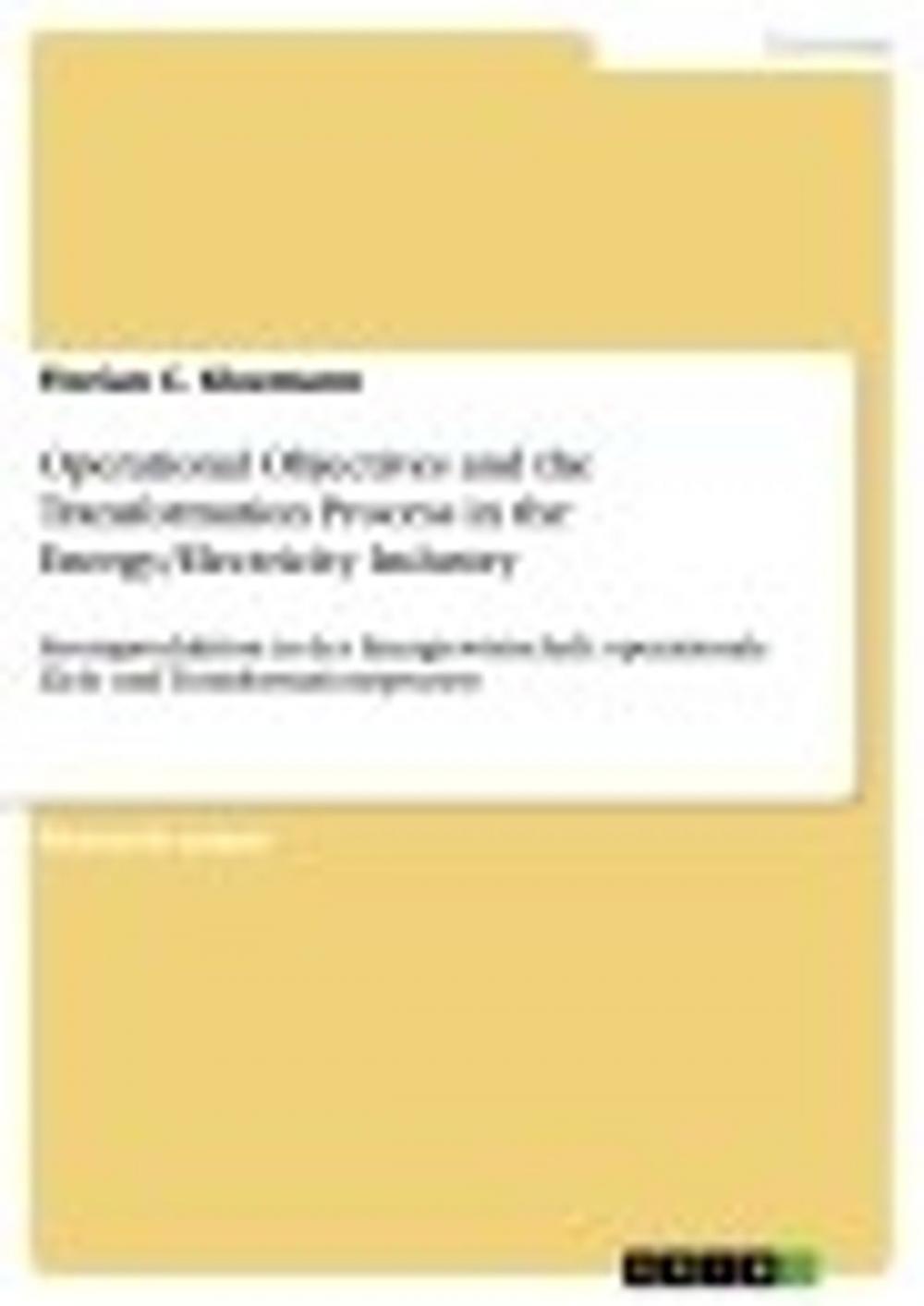 Big bigCover of Operational Objectives and the Transformation Process in the Energy/Electricity Industry