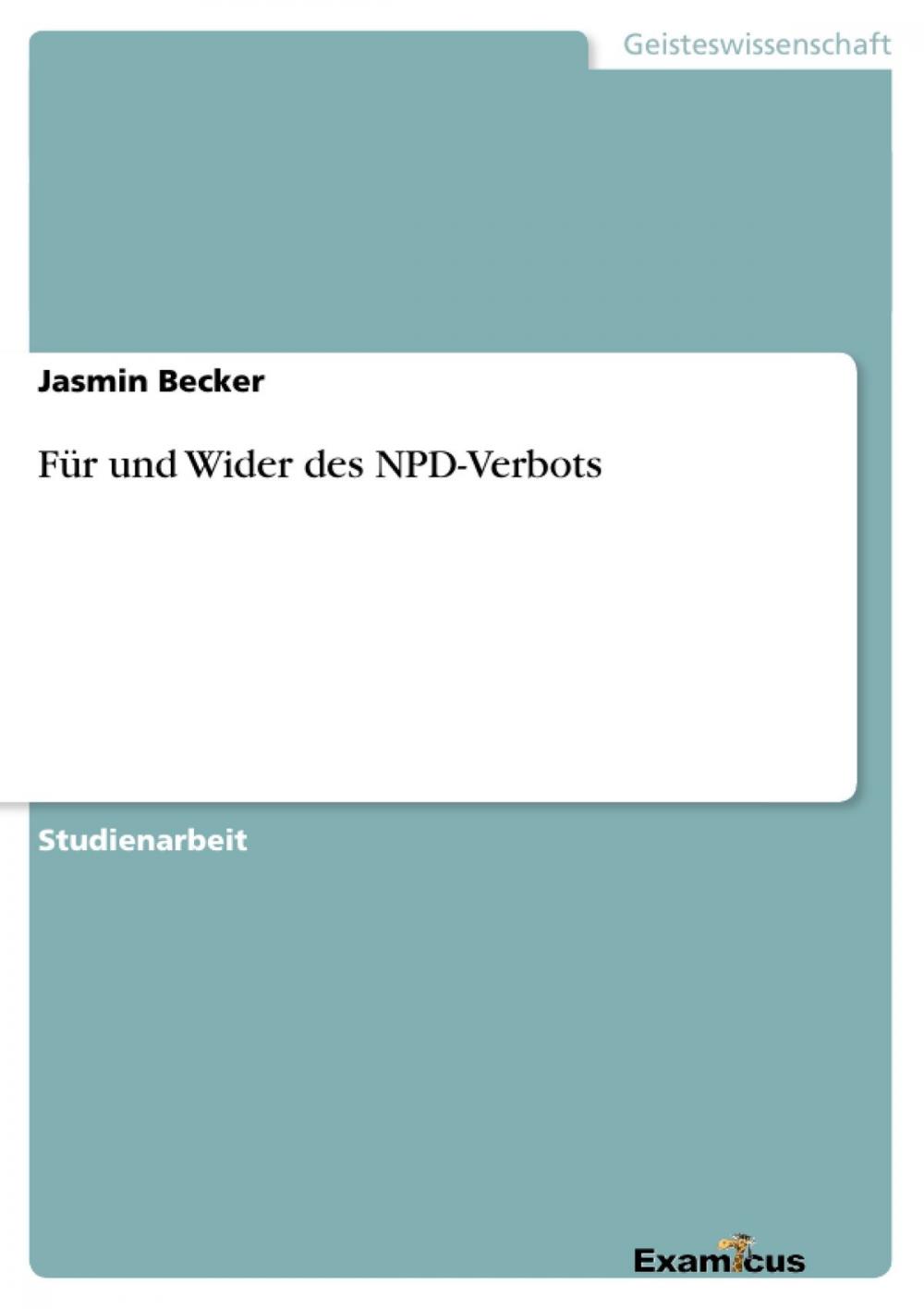 Big bigCover of Für und Wider des NPD-Verbots