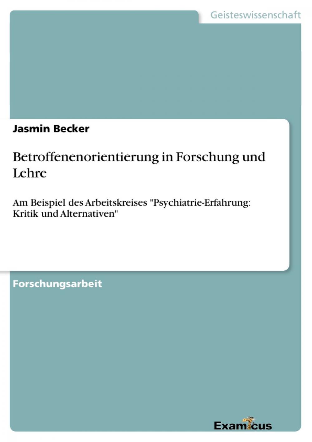 Big bigCover of Betroffenenorientierung in Forschung und Lehre