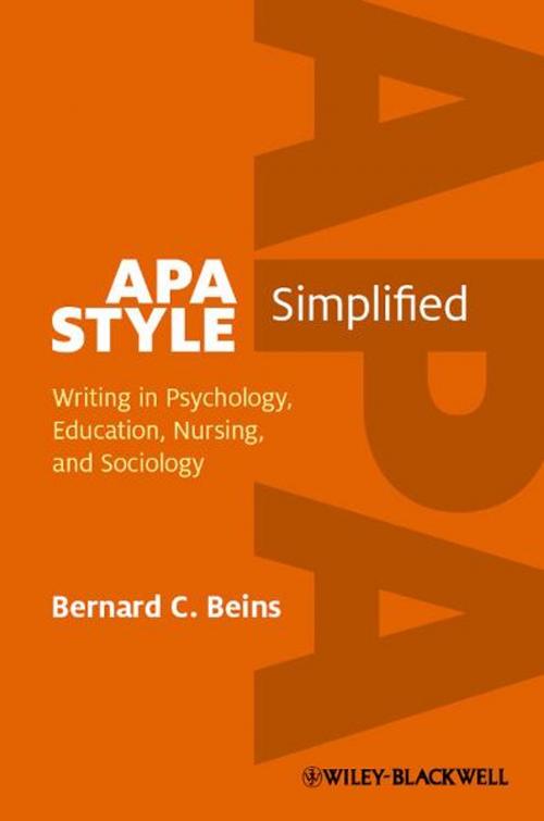 Cover of the book APA Style Simplified by Bernard C. Beins, Wiley