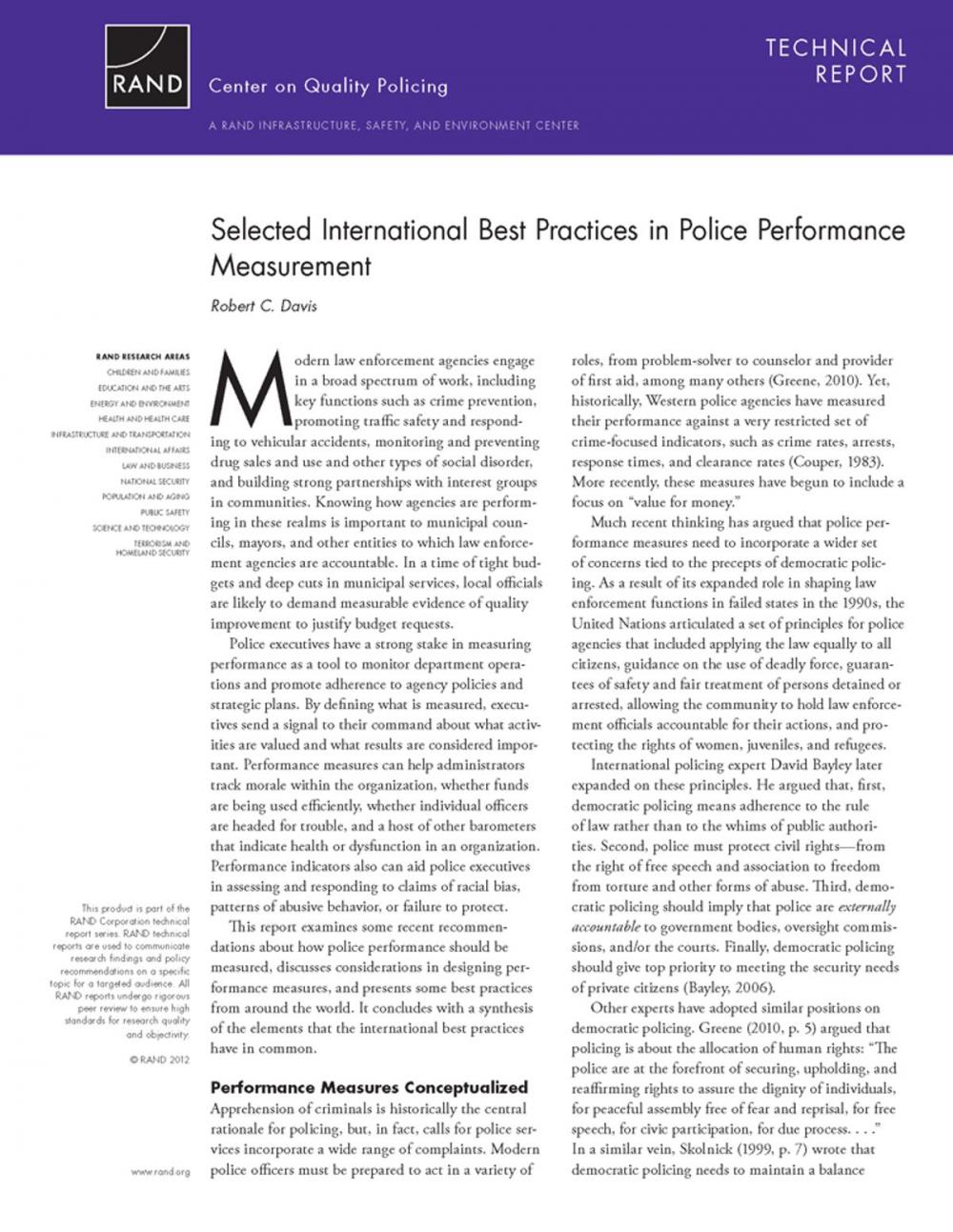 Big bigCover of Selected International Best Practices in Police Performance Measurement