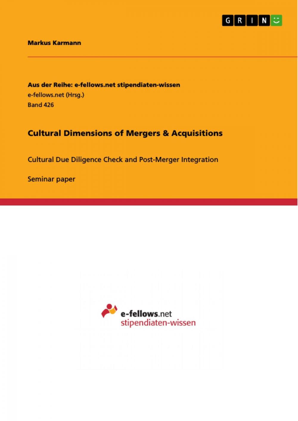 Big bigCover of Cultural Dimensions of Mergers & Acquisitions
