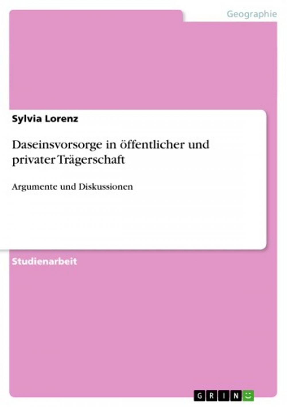 Big bigCover of Daseinsvorsorge in öffentlicher und privater Trägerschaft