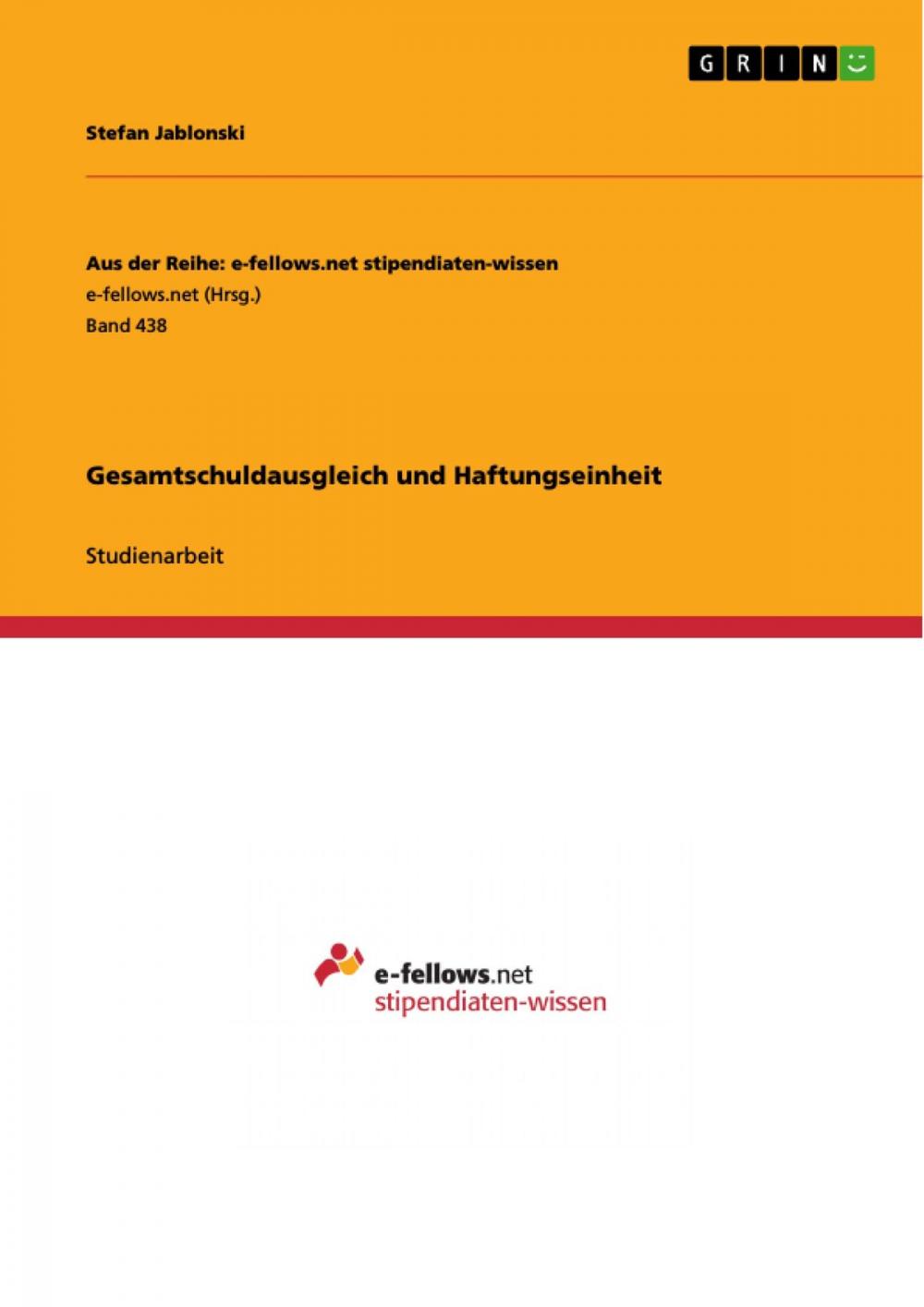 Big bigCover of Gesamtschuldausgleich und Haftungseinheit