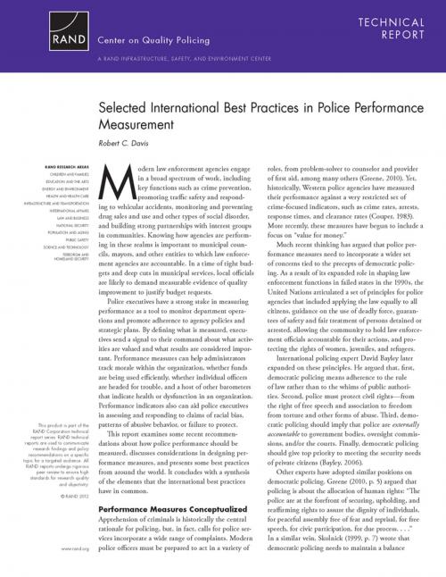 Cover of the book Selected International Best Practices in Police Performance Measurement by Robert C. Davis, RAND Corporation