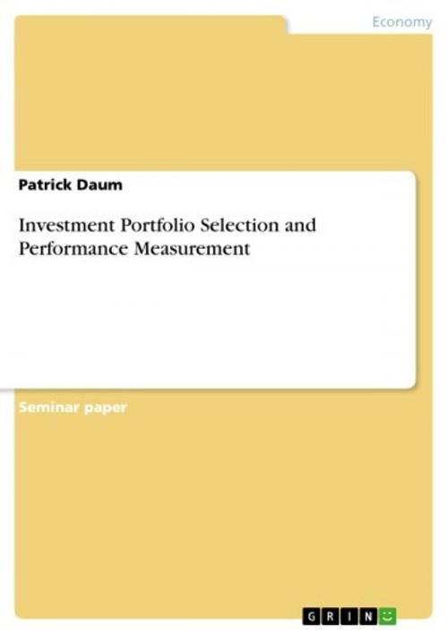 Cover of the book Investment Portfolio Selection and Performance Measurement by Patrick Daum, GRIN Verlag