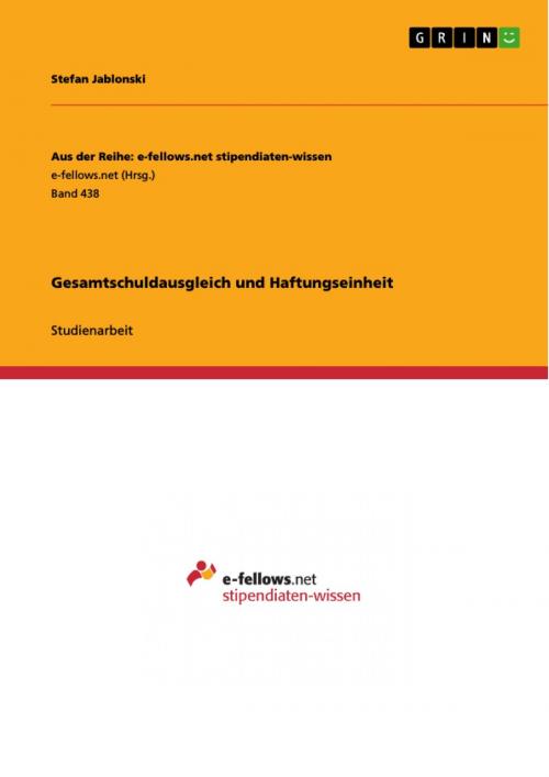 Cover of the book Gesamtschuldausgleich und Haftungseinheit by Stefan Jablonski, GRIN Verlag