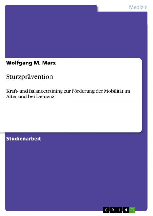Cover of the book Sturzprävention by Wolfgang M. Marx, GRIN Verlag