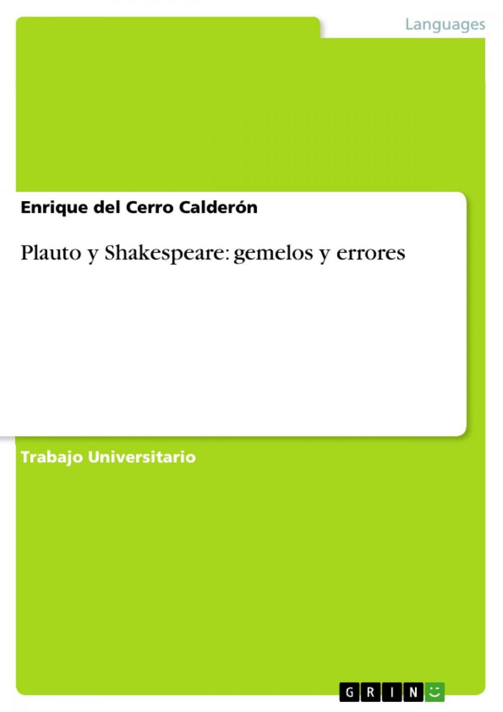 Big bigCover of Plauto y Shakespeare: gemelos y errores