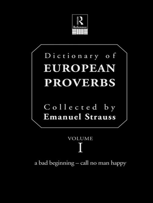 Cover of the book Dictionary of European Proverbs by Emanuel Strauss, Taylor and Francis