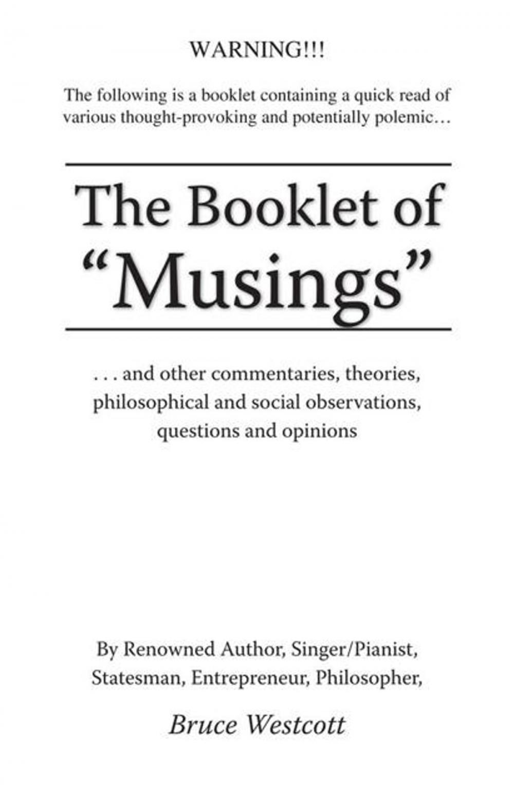 Big bigCover of The Booklet of “Musings”