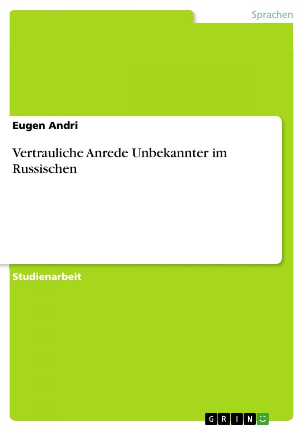 Big bigCover of Vertrauliche Anrede Unbekannter im Russischen