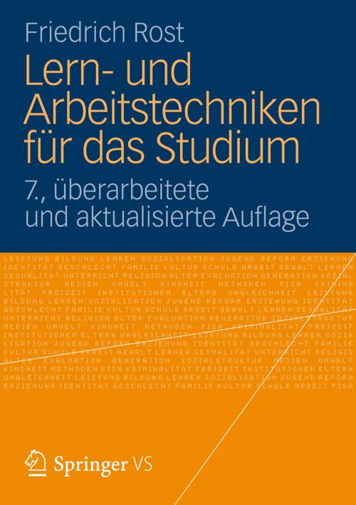 Cover of the book Lern- und Arbeitstechniken für das Studium by Friedrich Rost, VS Verlag für Sozialwissenschaften