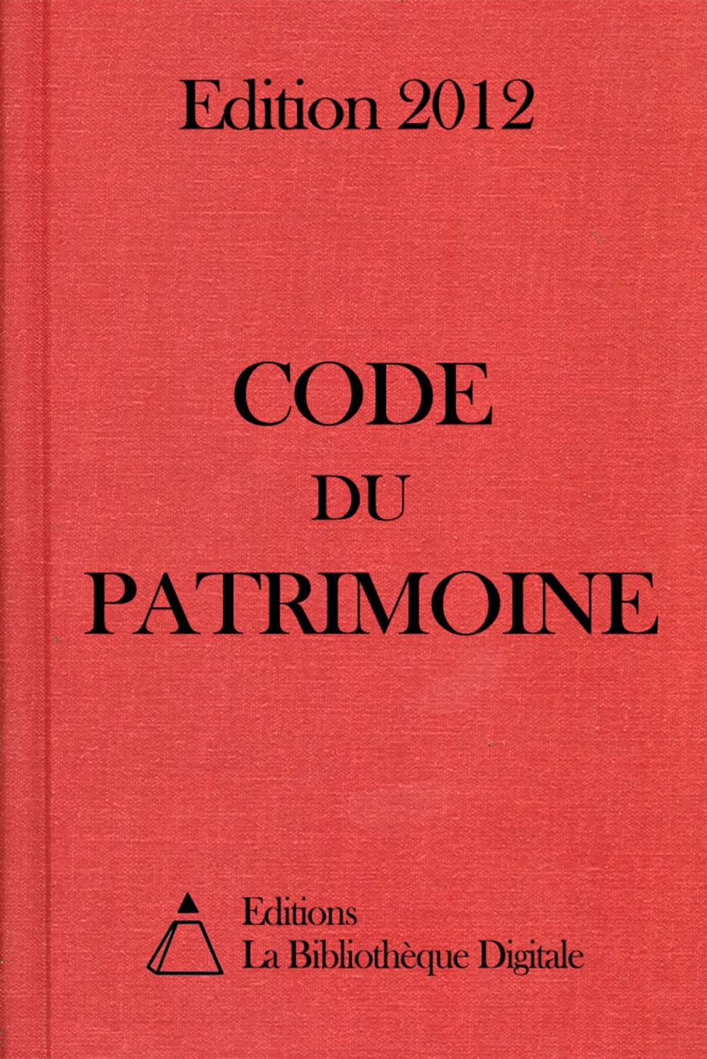 Big bigCover of Code du Patrimoine (France) - Edition 2012