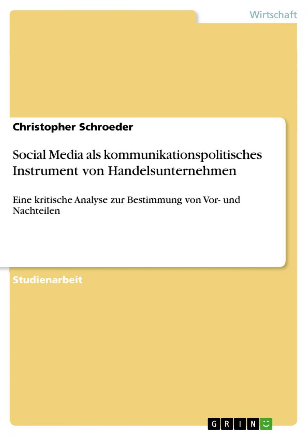 Big bigCover of Social Media als kommunikationspolitisches Instrument von Handelsunternehmen