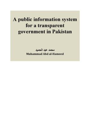 Cover of the book A public information system for transparency in Pakistan by Gary Hancock