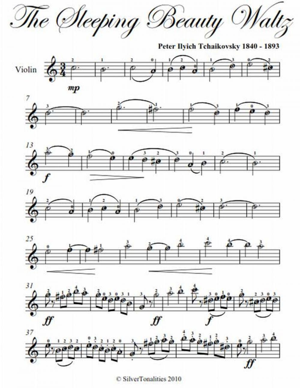 Big bigCover of Sleeping Beauty Waltz Easy Violin Sheet Music