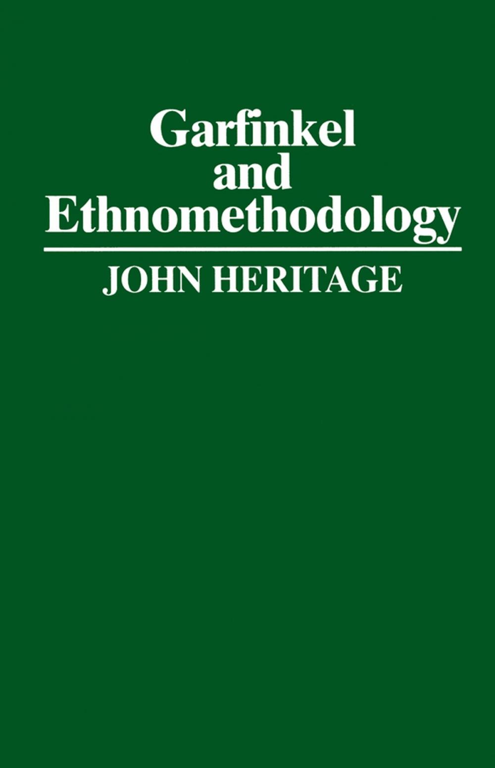 Big bigCover of Garfinkel and Ethnomethodology