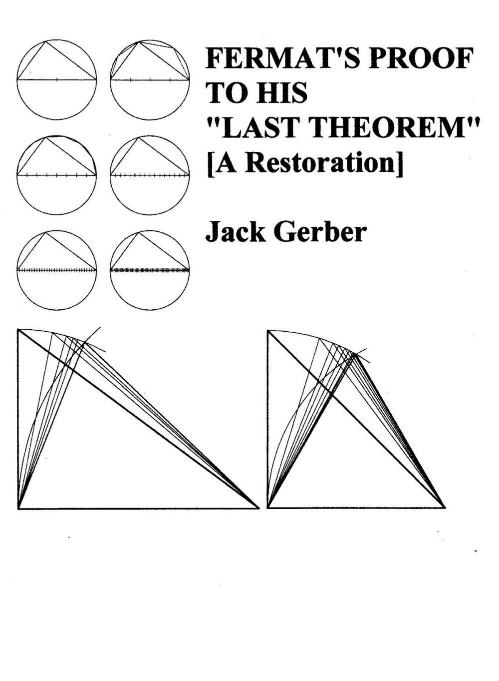 Big bigCover of Fermat's Proof to his "Last Theorem" [A Restoration]
