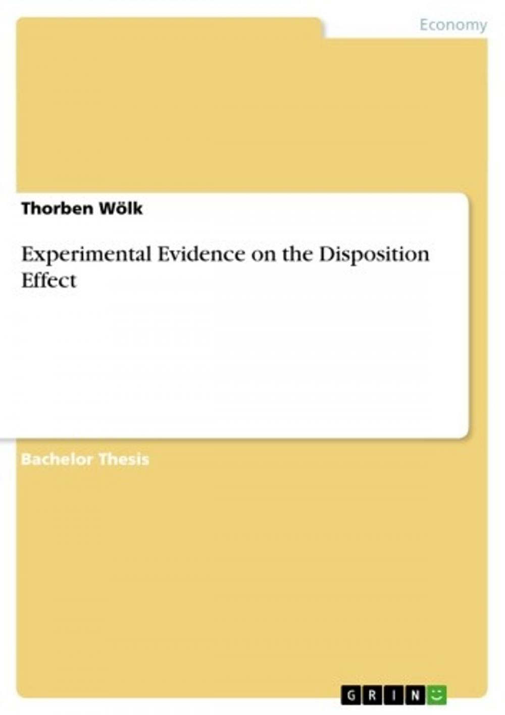 Big bigCover of Experimental Evidence on the Disposition Effect