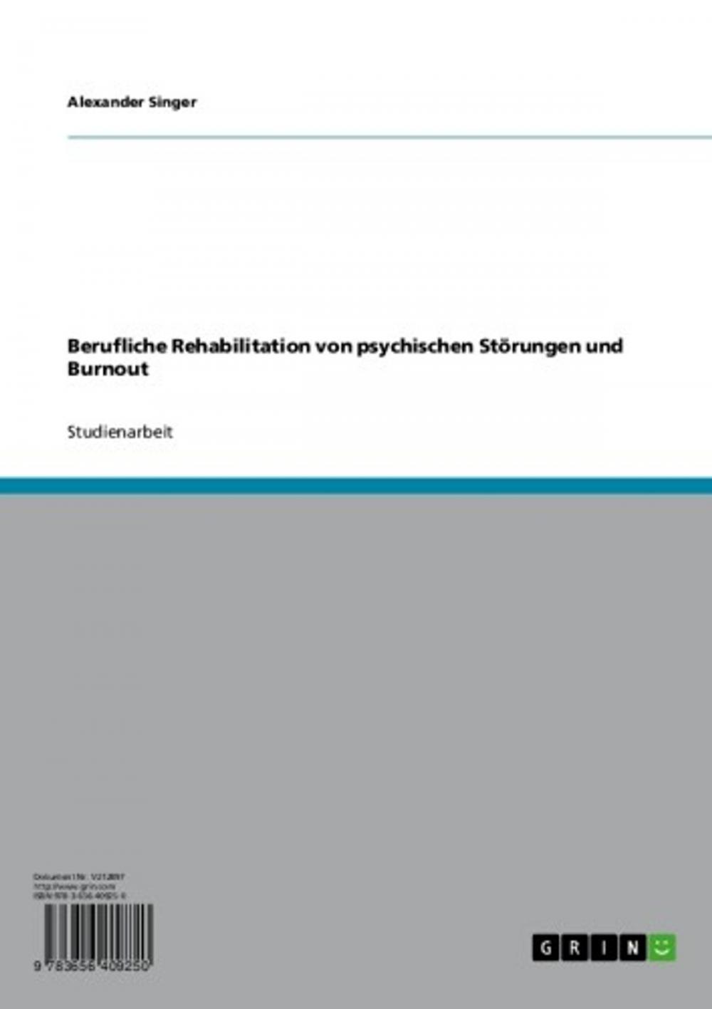 Big bigCover of Berufliche Rehabilitation von psychischen Störungen und Burnout