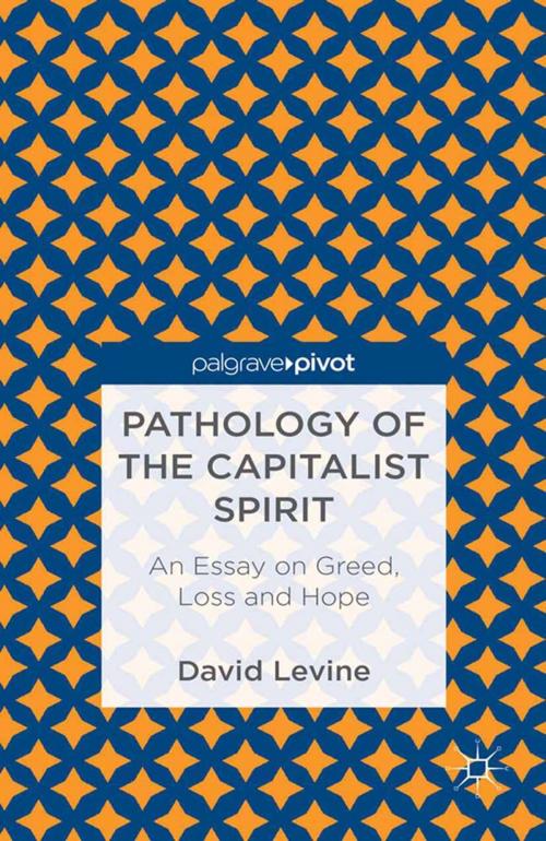 Cover of the book Pathology of the Capitalist Spirit by D. Levine, Palgrave Macmillan US