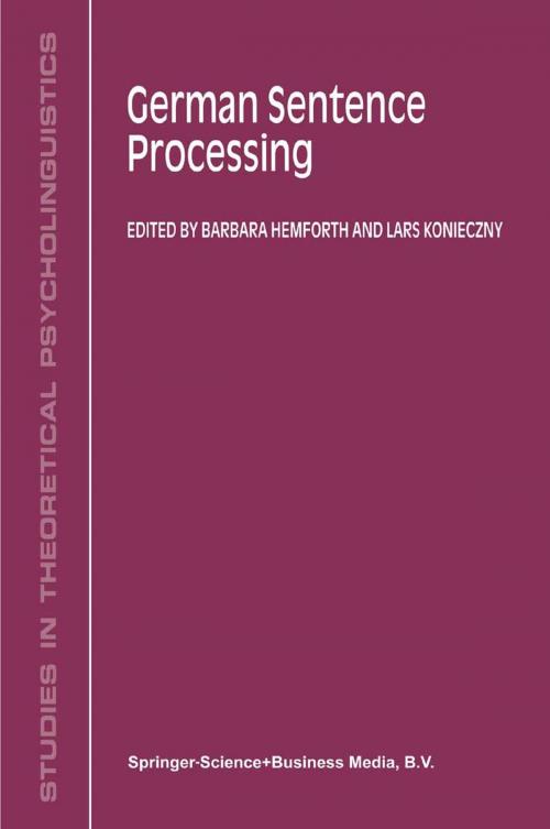 Cover of the book German Sentence Processing by , Springer Netherlands