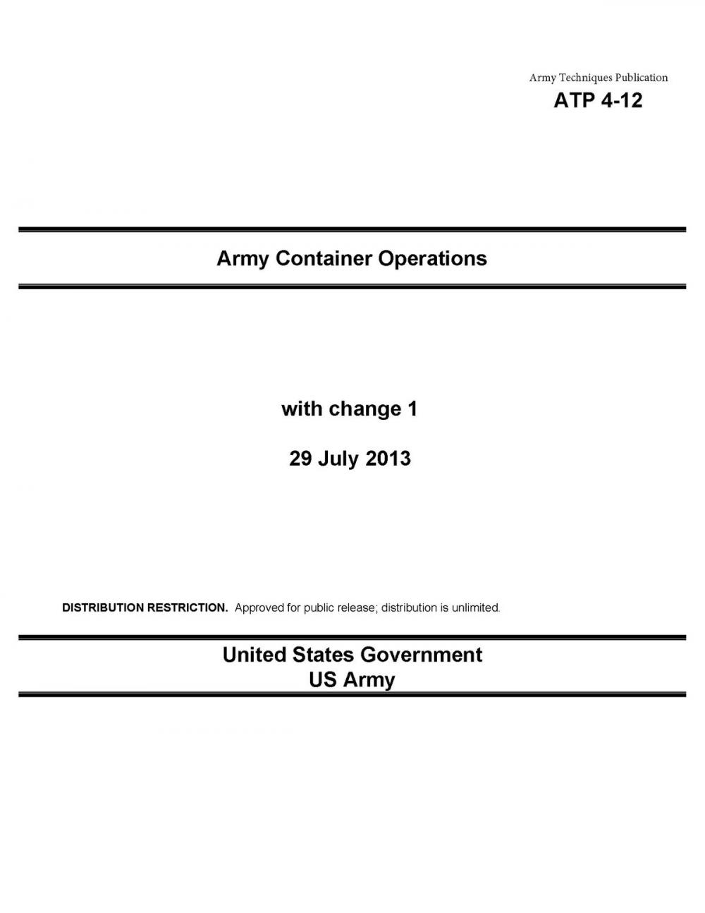 Big bigCover of Army Techniques Publication ATP 4-12 Army Container Operations with change 1 29 July 2013