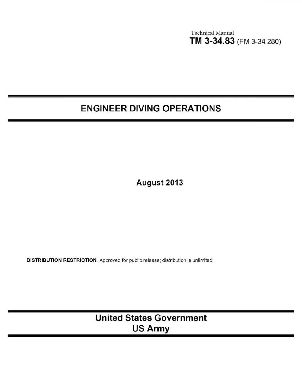 Big bigCover of Technical Manual TM 3-23.83 Engineer Diving Operations August 2013