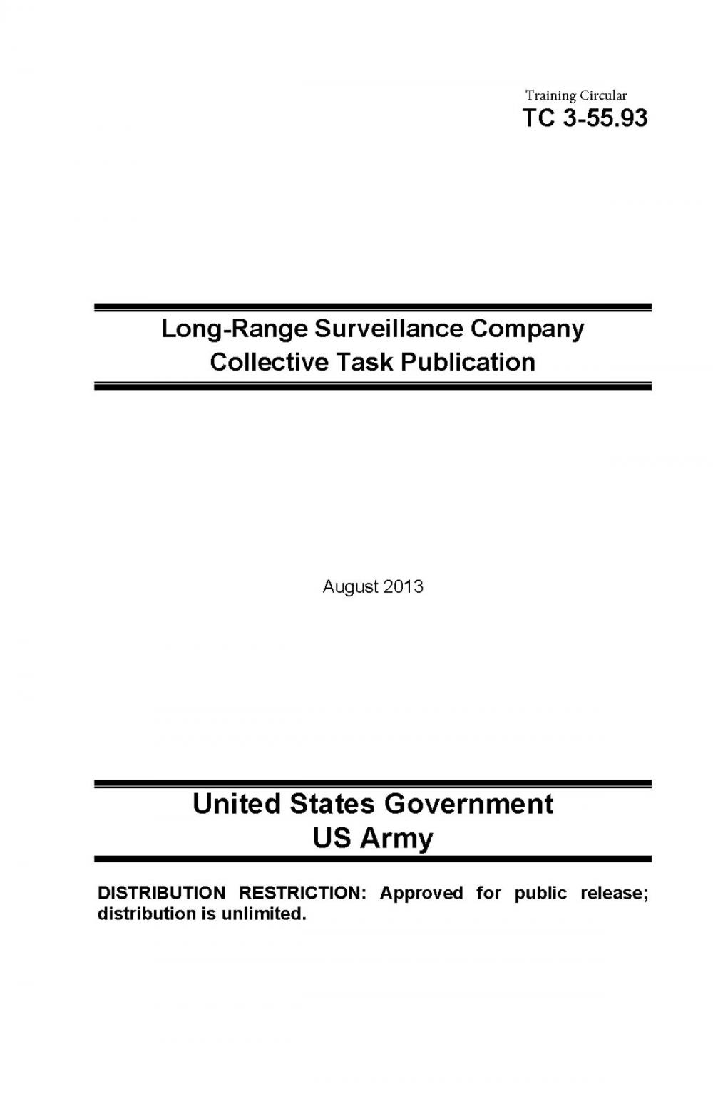 Big bigCover of Training Circular TC 3-55.93 Long-Range Surveillance Company Collective Task Publication August 2013